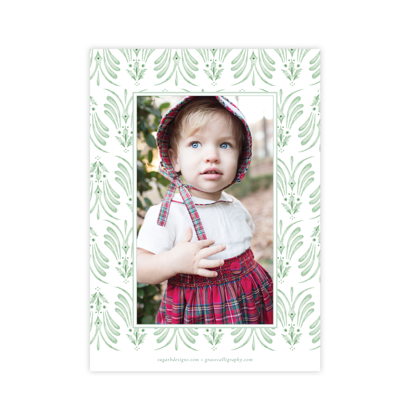 Alleluia Bird Green Vertical Two Photo Christmas Card