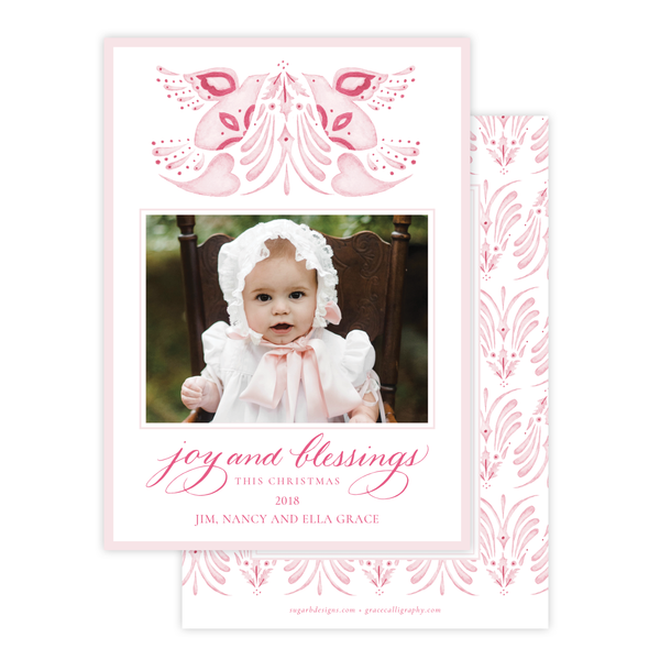 Alleluia Bird Pink Change of Address Christmas Card