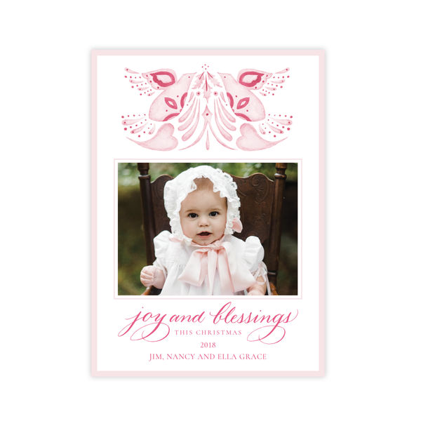 Alleluia Bird Pink Change of Address Christmas Card