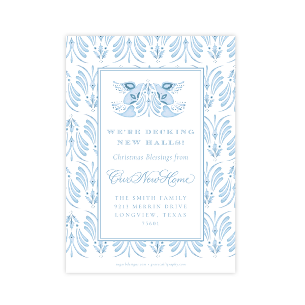 Alleluia Bird Blue Change of Address Christmas Card