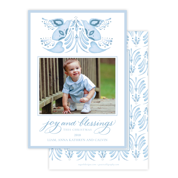 Alleluia Bird Blue Change of Address Christmas Card