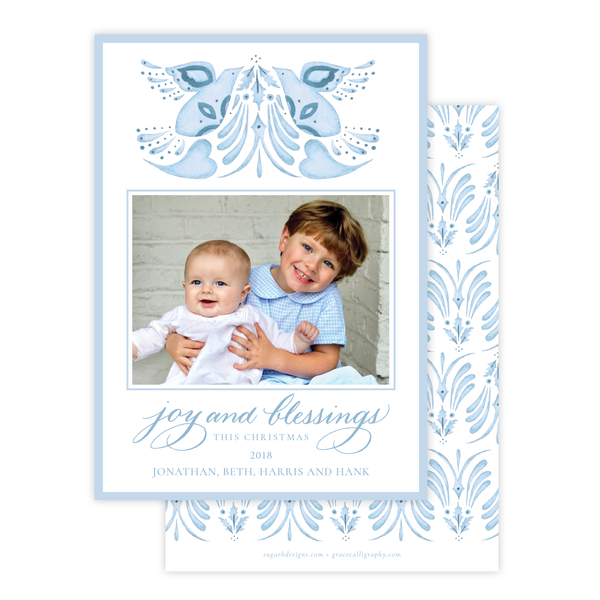 Alleluia Bird Blue Vertical Christmas Card