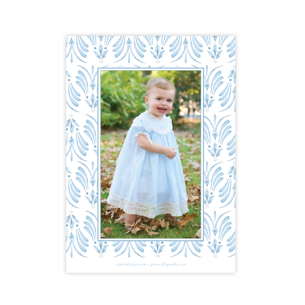 Alleluia Bird Blue Vertical Two Photo Christmas Card