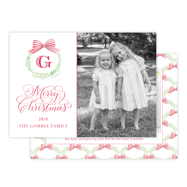Angel Baby Red Pattern Landscape Christmas Card