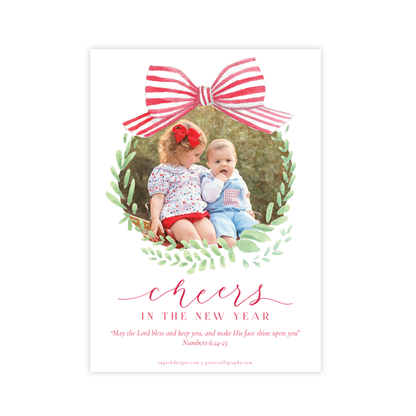 Angel Baby Red Wreath Two Sides Christmas Card