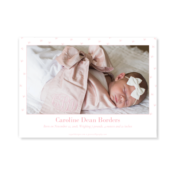 Praying Angel in Pink Birth Announcement Christmas Card