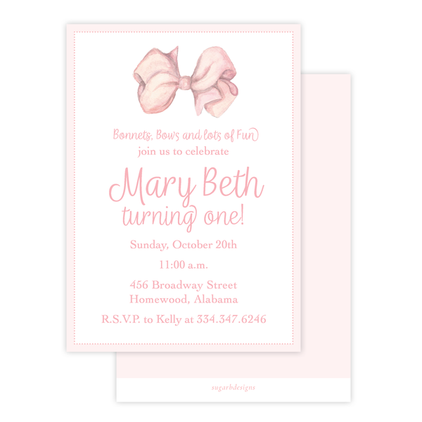 Anne Ryan Bow Birthday Invitation
