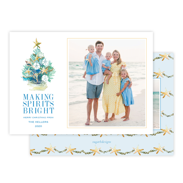 Beach Tree Christmas Card Landscape by Sugar B Designs