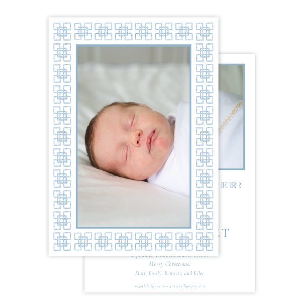Bamboo Belle Blue Birth Announcement Christmas Card