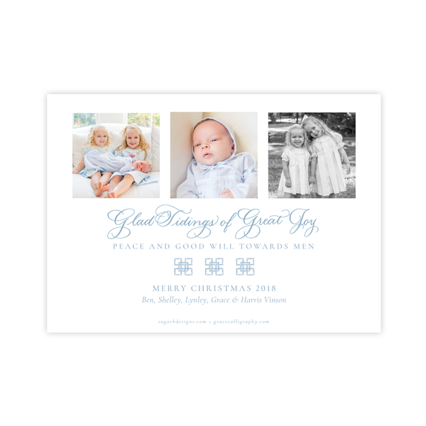 Bamboo Belle Blue Horizontal Christmas Card