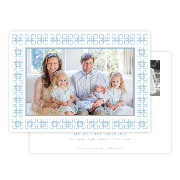 Bamboo Belle Blue Horizontal Christmas Card