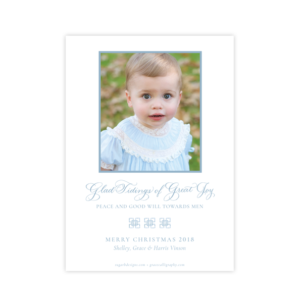 Bamboo Belle Blue Vertical Christmas Card