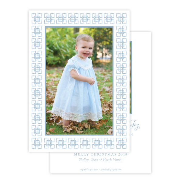 Bamboo Belle Blue Vertical Christmas Card