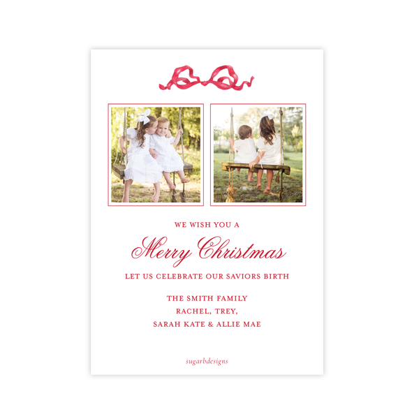Banner Ribbon in Red Multi Photo Christmas Card