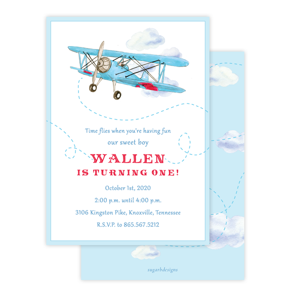 Biplane Birthday Invitation