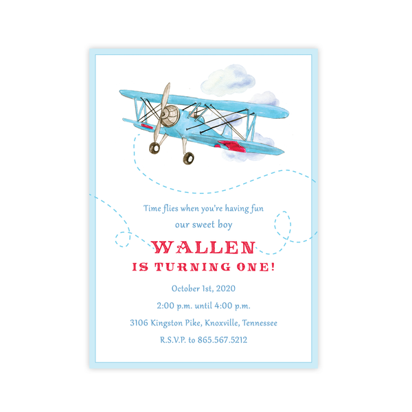 Biplane Birthday Invitation
