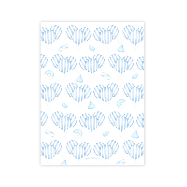Balloon Blue Stripe Birthday Invitation