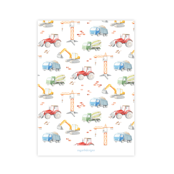 Bulldozer Construction Birthday Invitation