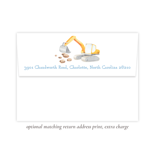 Bulldozer Construction Birthday Invitation