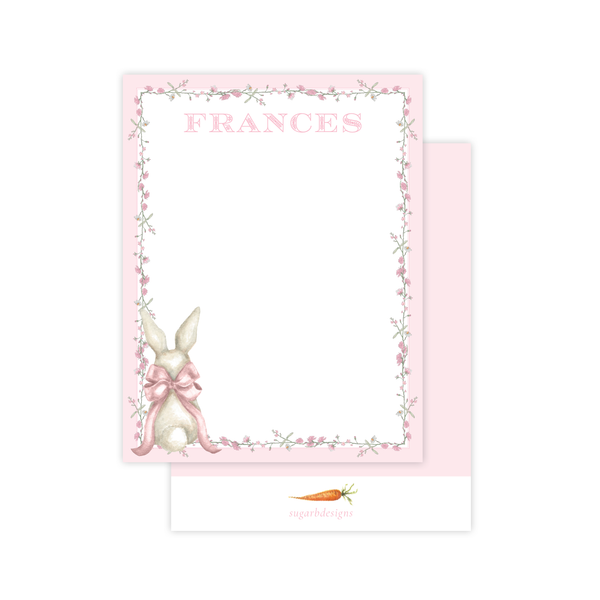 Bunny and Bow Pink Flat Stationery