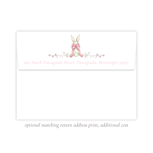 Bunny and Bow in Pink Wreath Baby Shower Invitation