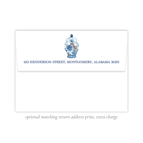 Byram Ginger Jar Blue Christmas Landscape Christmas Card