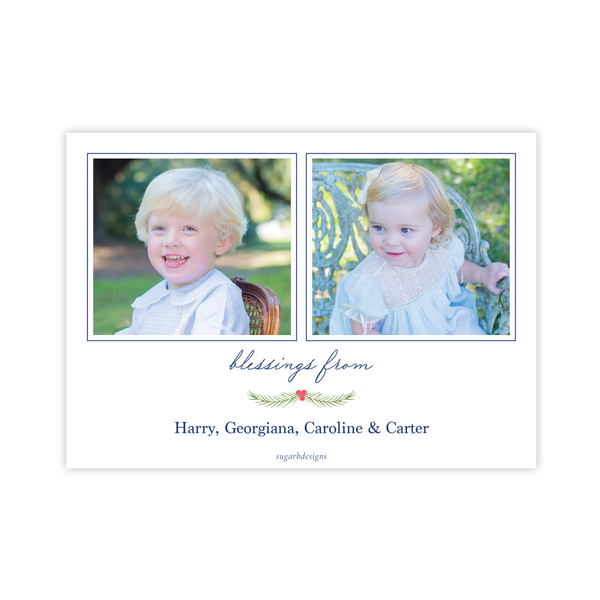 Byram Ginger Jar Blue Christmas Landscape Christmas Card