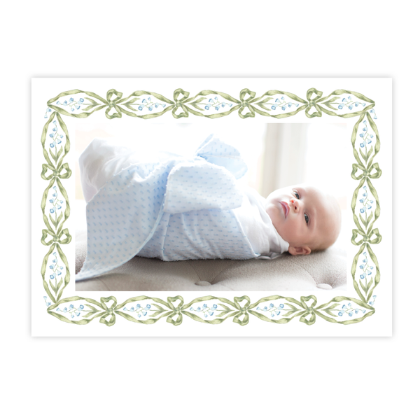 Cassatt Blue Birth Announcement Landscape