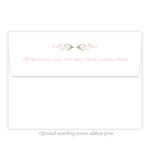 Cassatt Pink Birth Announcement Landscape