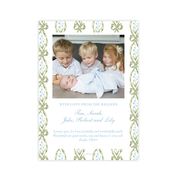 Cassatt Blue Birth Announcement by Sugar B Designs