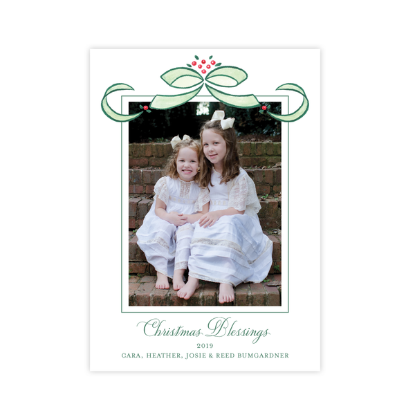 Clarkson Single Bow Portrait Christmas Christmas Card
