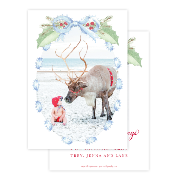 Collins Bow Blue Christmas Card