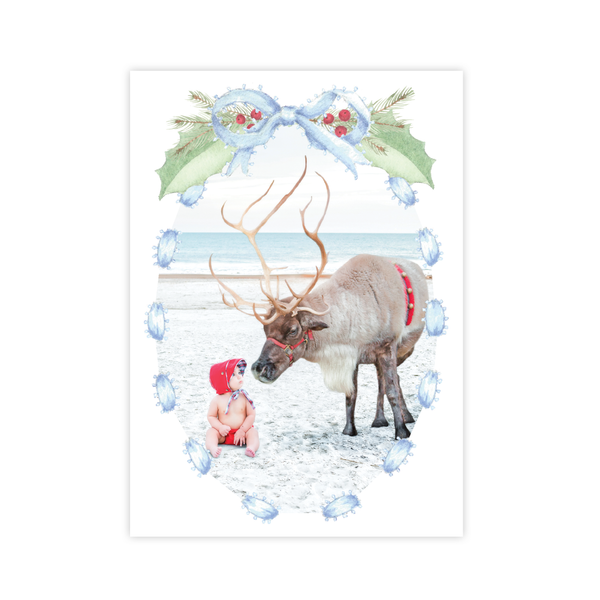Collins Bow Blue Christmas Card