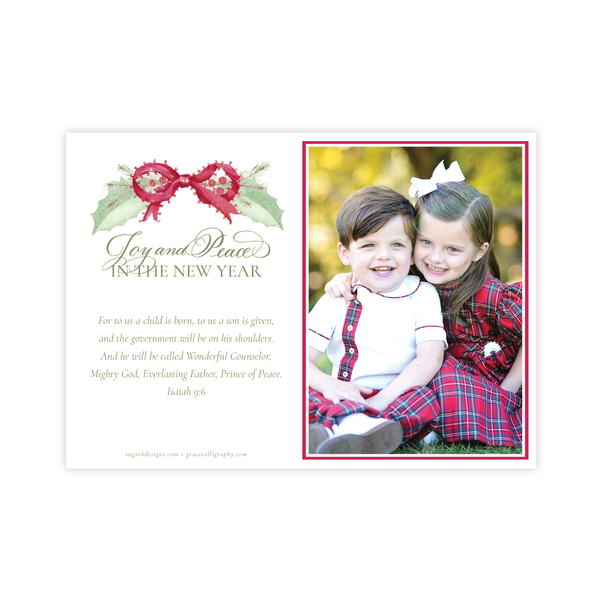 Collins Bow Red Horizontal Christmas Card