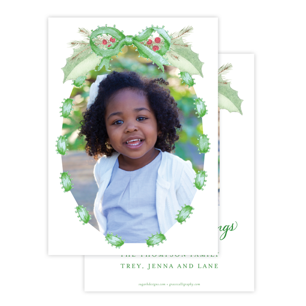 Collins Bow Green Christmas Card