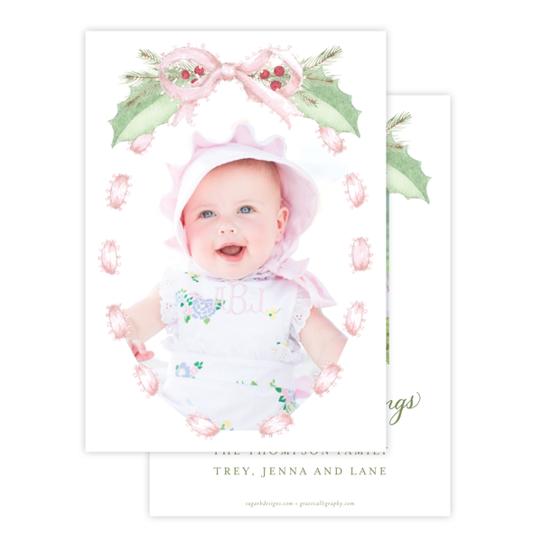 Collins Bow Pink Christmas Card