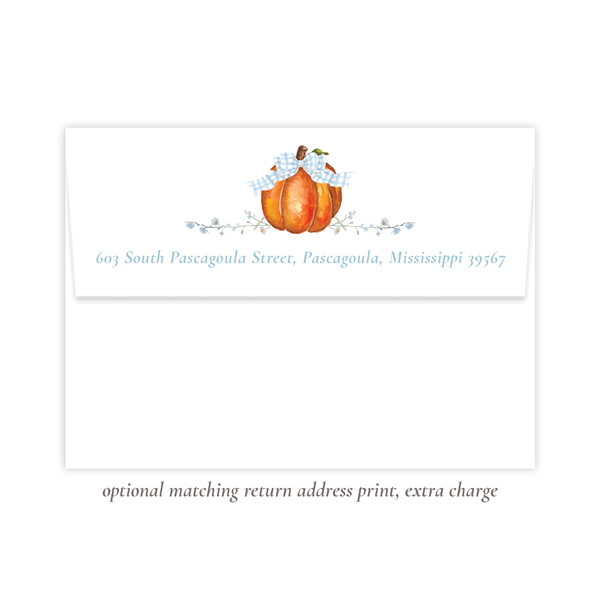 Cute Pumpkin Blue Bow Birthday Invitation