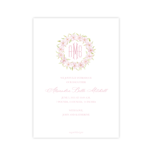 Dogwood Blooms Border Birth Announcement