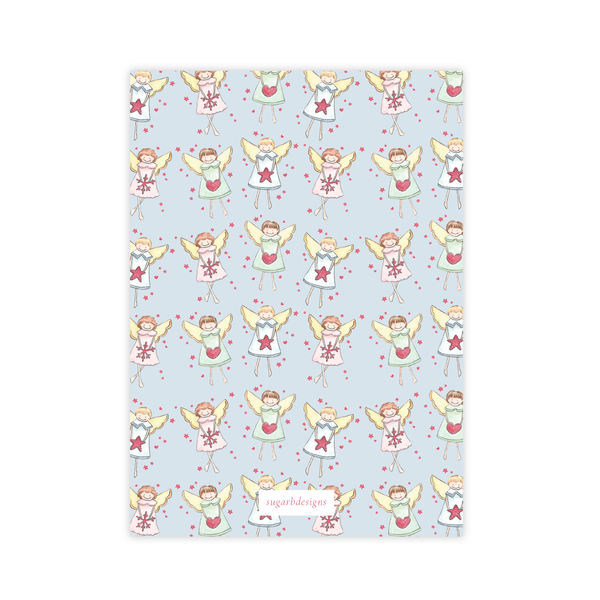 Dolly's Angels Blue Christmas Card Portrait with No Photo on Back