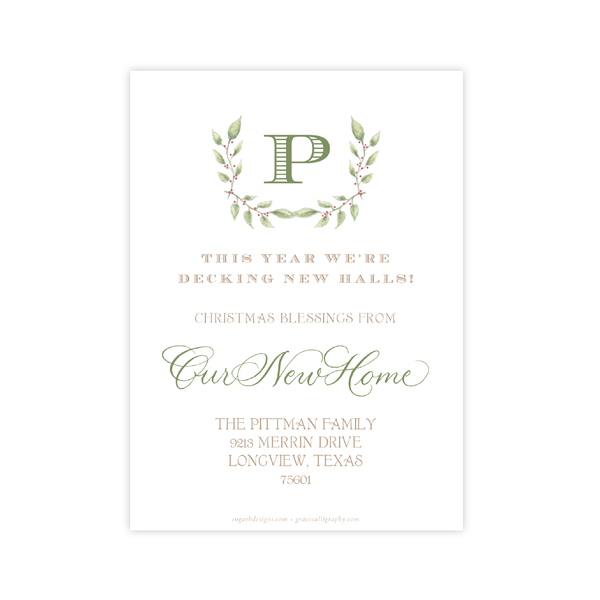 Dalton Frame Blue Change of Address Christmas Card