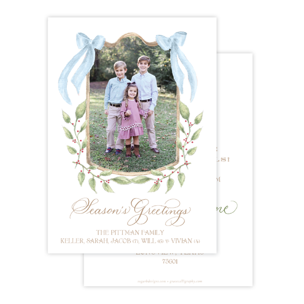 Dalton Frame Blue Change of Address Christmas Card
