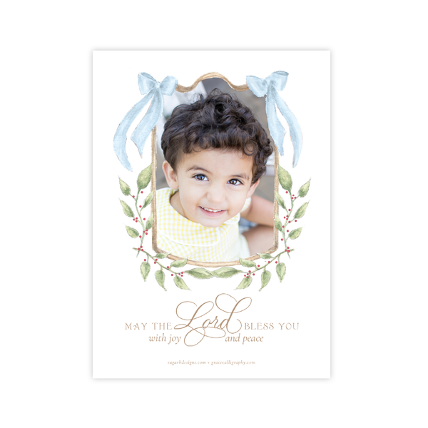 Dalton Frame 'Merry Christmas' Blue Vertical Two Photo Christmas Card