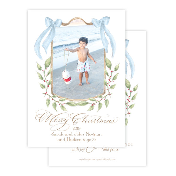 Dalton Frame 'Merry Christmas' Blue Vertical Two Photo Christmas Card