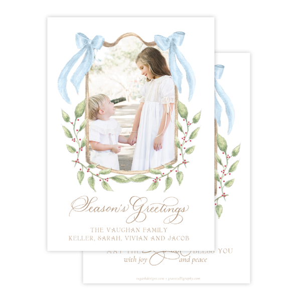 Dalton Frame Blue 'Season's Greetings' Two Photo Christmas Card