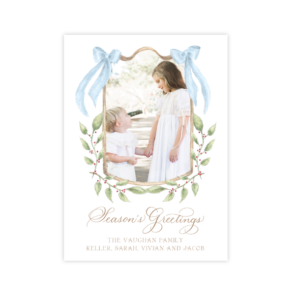 Dalton Frame Blue 'Season's Greetings' Two Photo Christmas Card