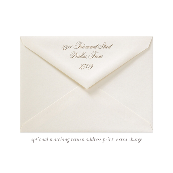 Deckled Edge Ecru and Gold Fine Paper Flat Stationery