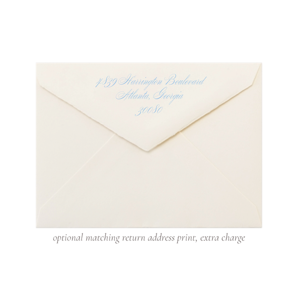 Deckled Edge Ecru and Sky Blue Fine Paper Flat Stationery