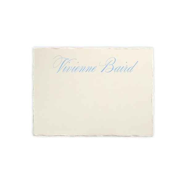 Deckled Edge Ecru and Sky Blue Fine Paper Flat Stationery
