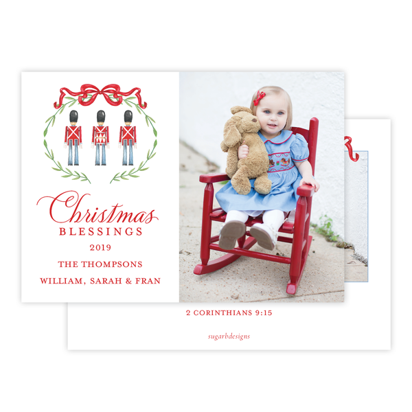 Denmark Wooden Soldier Royal Wreath Landscape Two Photo Back Christmas Card