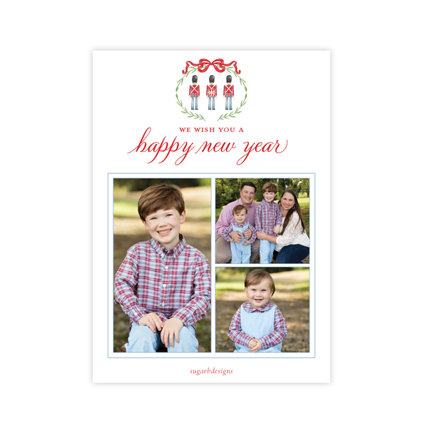 Denmark Wooden Soldier Royal Wreath Portrait Three Photo Back Christmas Card